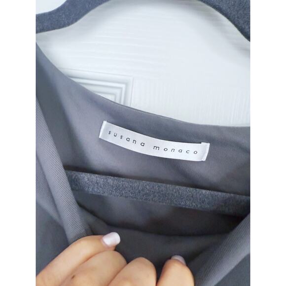 NWT Susana Monaco Quiet Luxury Flare Sleeve Cold Shoulder Top Small Gray Y2K - Picture 6 of 7